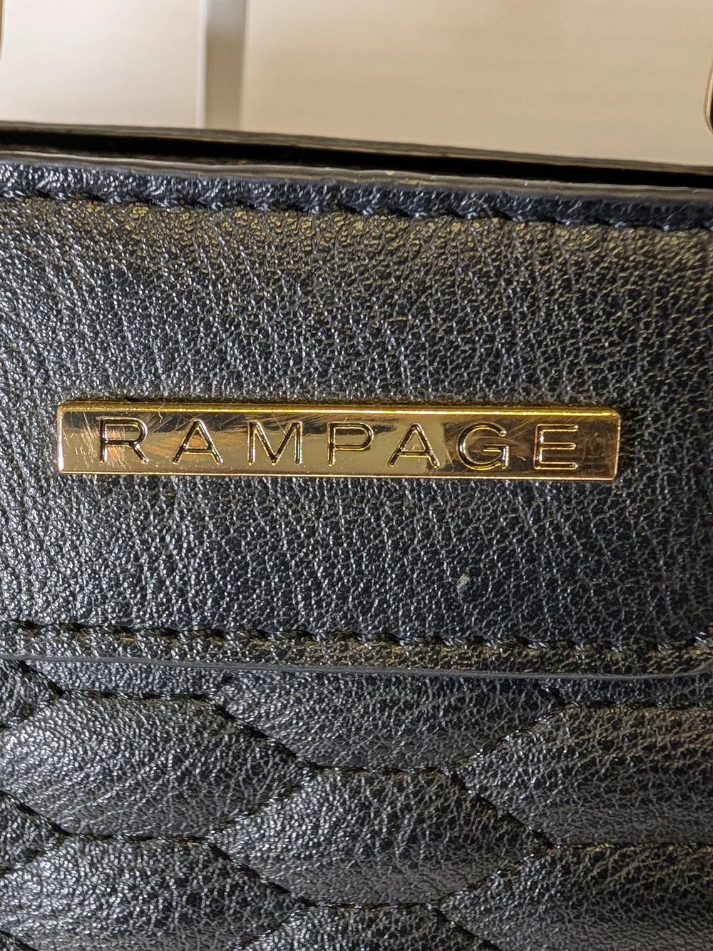 Rampage Black Quilted Shoulder Tote with Gold Hardware